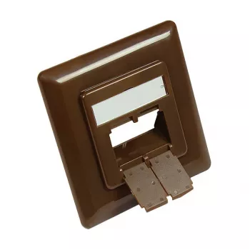 Zentralstück 50x50mm inkl. Abdeckrahmen 80x80mm für Netzwerkdosen, nussbraun RAL8011, Good Connections (GC-N0056)