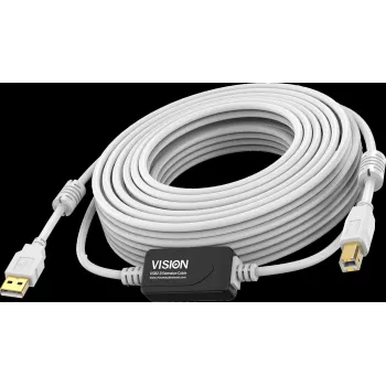 Vision Biały Kabel USB 2.0 10m USB A na USB B 0,48 Gbit/s