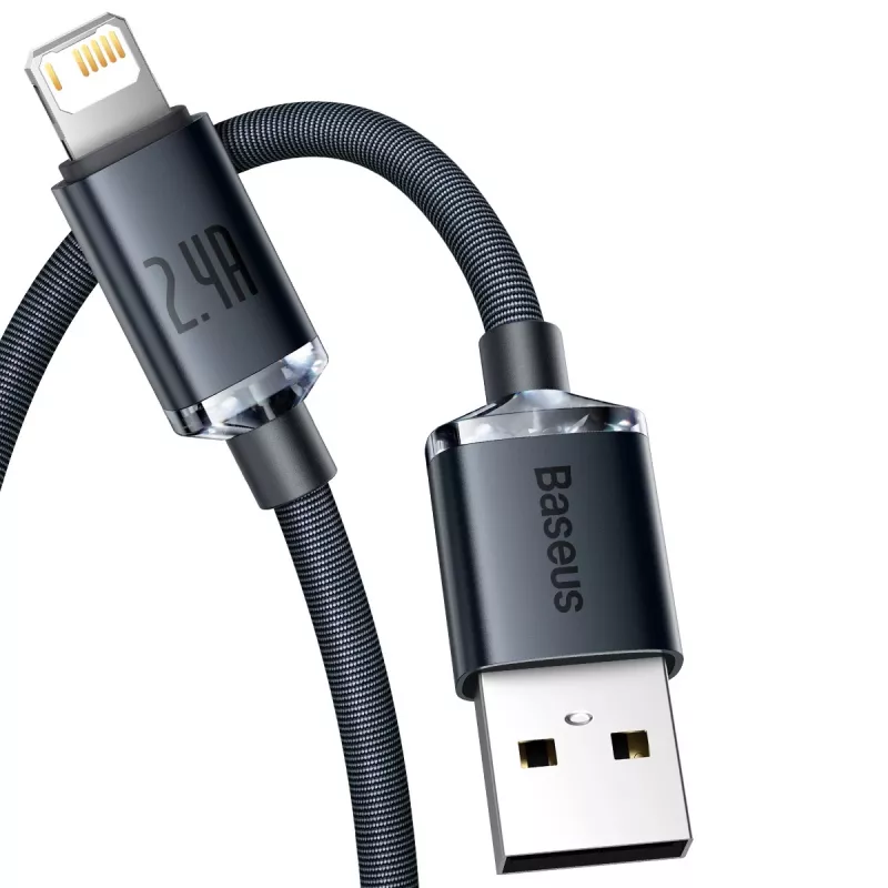 Kabel Baseus Crystal Shine USB do Lightning, 2,4A, 2m (czarny)