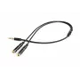 Adapter audio Gembird CCA-417M 2×3,5 mm męski na 3,5 mm żeński, 0,2 m, czarny