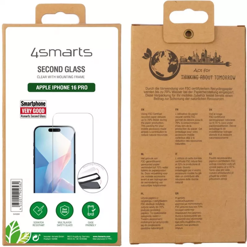 Folia ochronna 4smarts 541201 do iPhone 16 Pro ze szkła hartowanego