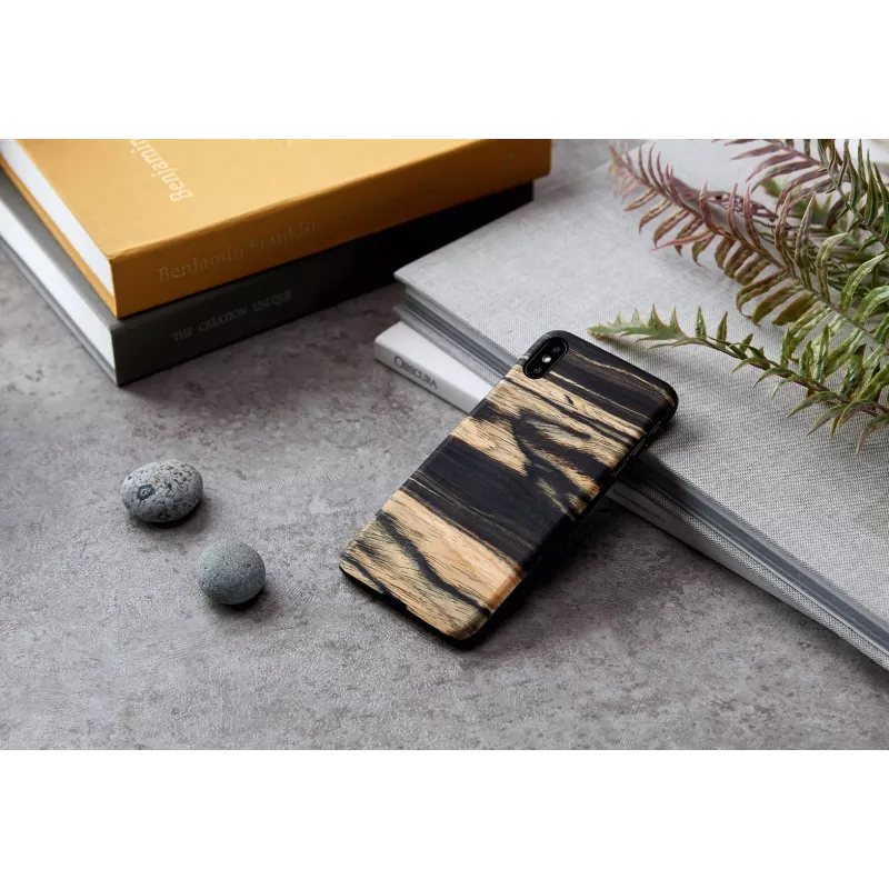 Etui na telefon man and wood do iPhone XS Max — biały heban czarny