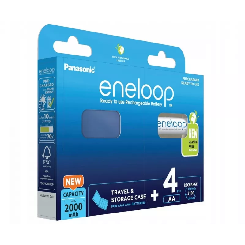Akumulatory PANASONIC ENELOOP AA 2000 mAh 4 szt. + etui (BK-3MCDE/4CP+CASE)