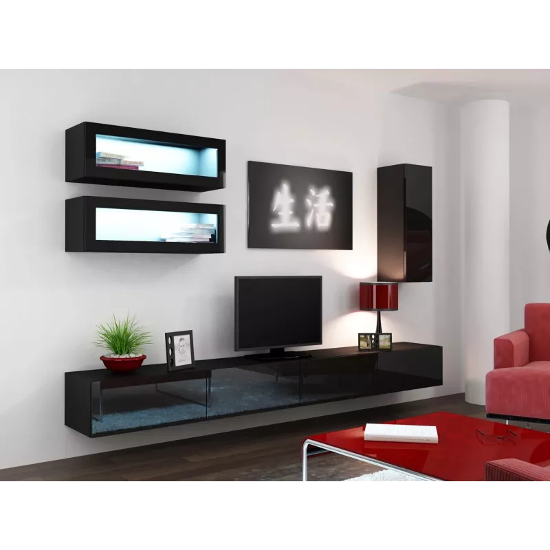 Cama stojak TV VIGO 140 30/140/40 czarny/czarny połysk