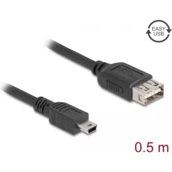 Kabel USB 2.0 DELOCK 81523, Mini-USB B na USB A, 0,5 m, czarny