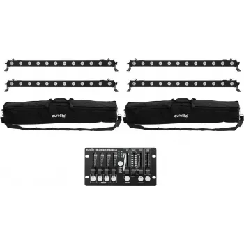 Zestaw listew LED EUROLITE 4x LED BAR-12 QCL RGBW z 2 miękkimi torbami i kontrolerem