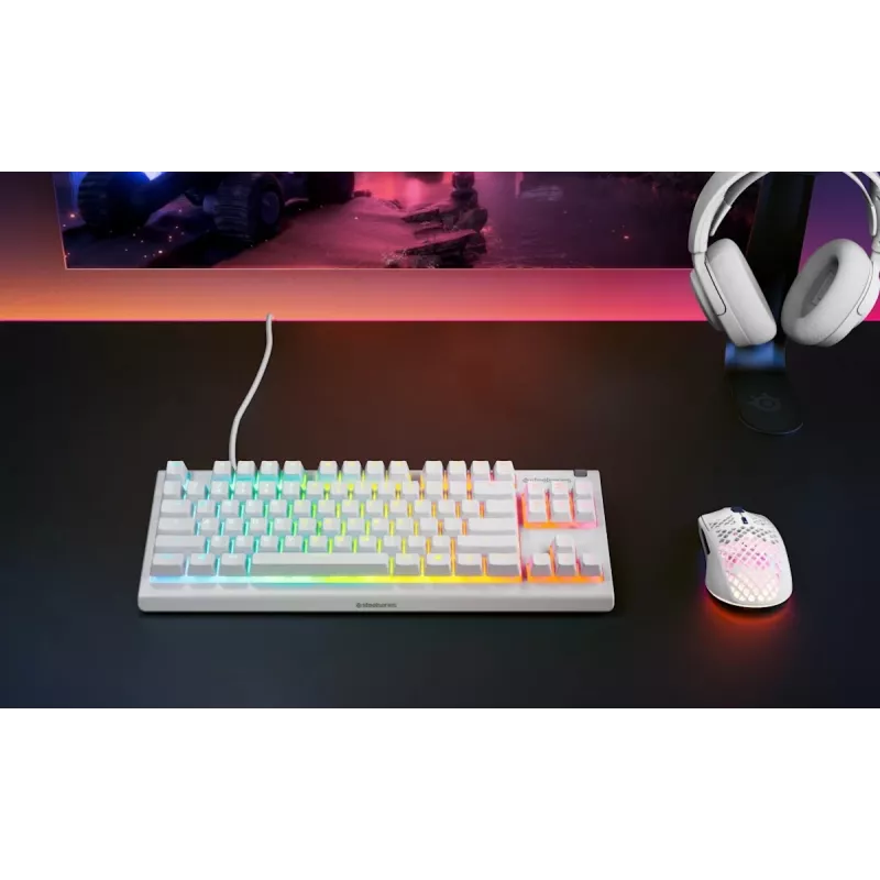 Klawiatura SteelSeries Apex 3 TKL US, biała