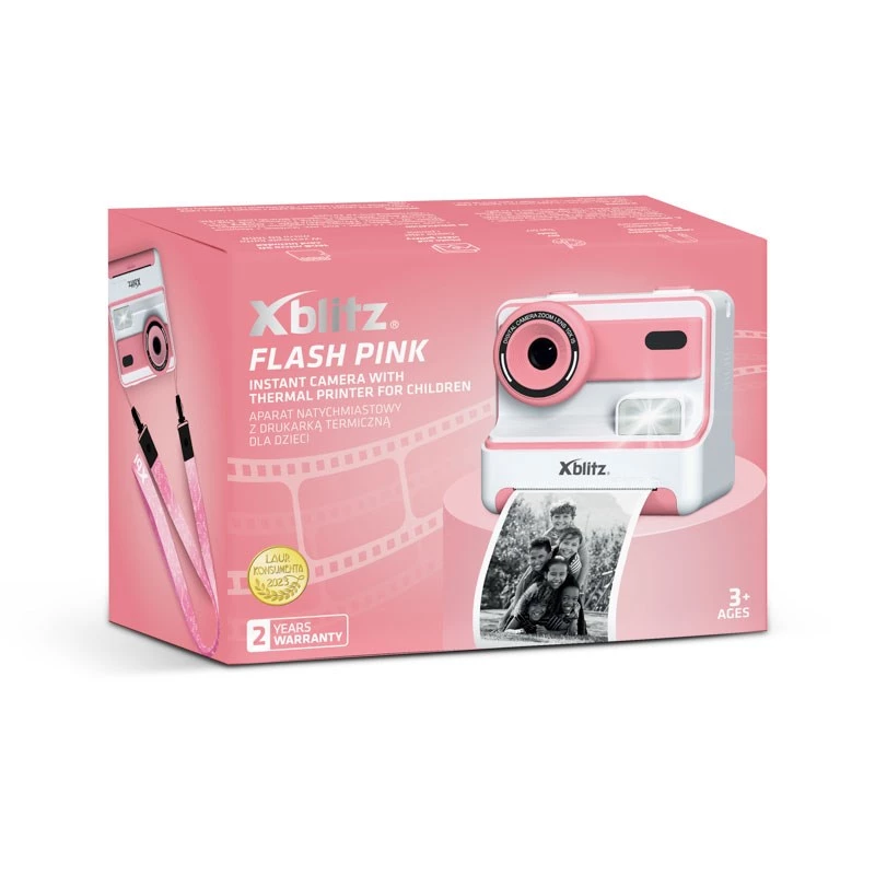 Xblitz FLASH PINK Aparat natychmiastowy z drukarką termiczną dla dzieci