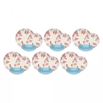 Serwis obiadowy Rose&Tulipani R18400TA18 dla 6 osób, 18-elementowy zestaw porcelanowy