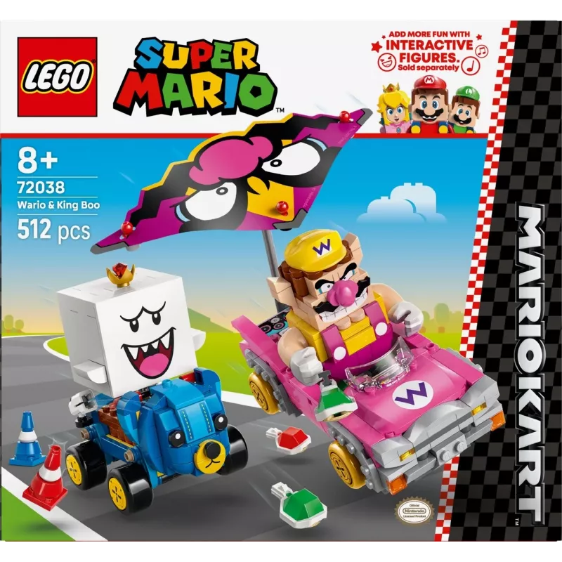 Zestaw klocków konstrukcyjnych LEGO 72038 Super Mario Mario Kart Wario King Buu Huu – figurki postaci i elementy toru