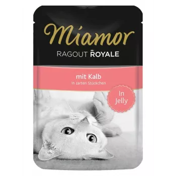 Mokra karma dla kota Miamor Ragout Royale w galarecie 100 g — cielęcina, koty dorosłe, puszka