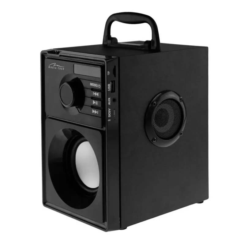 Głośnik bezprzewodowy MEDIA-TECH MT3179, 20W (RMS 15W), Bluetooth 5.1, FM, MicroSD, USB, AUX, Li-Ion, 6 h, obudowa drewniana