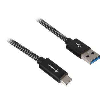 Kabel USB 3.2 Gen 2, wtyk USB-A > wtyk USB-C (czarny/szary, 0,5 metra, w oplocie)