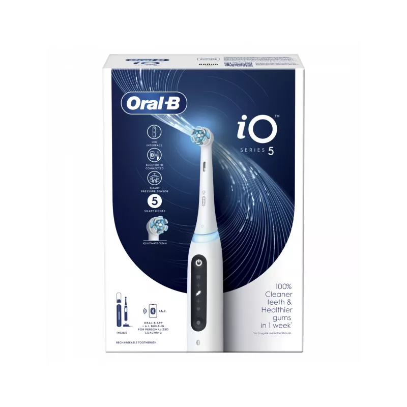 Oral B IO5 Szczoteczka elektryczna z etui Quite biały 1 szt.