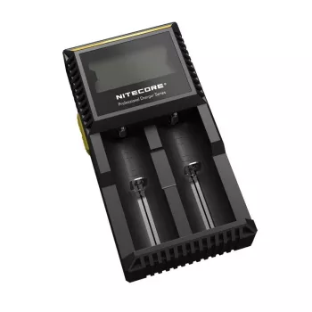Ładowarka akumulatorów Nitecore D2 — 2‑slotowa ładowarka do akumulatorów AA/AAA/AAAA/C, wejście 100–240V, wyjście 4,2V, czarna