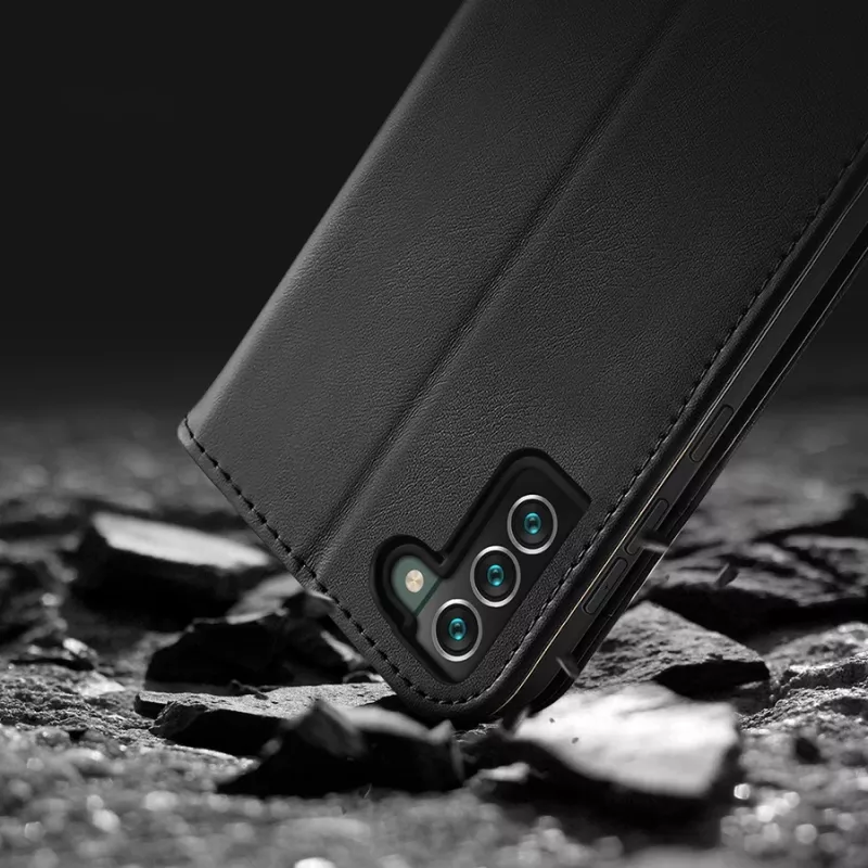 Dux Ducis Dux Ducis Hivo skórzany portfel z klapką z naturalnej skóry etui na karty i dokumenty Samsung Galaxy S22+ (S22 Plus) czarny