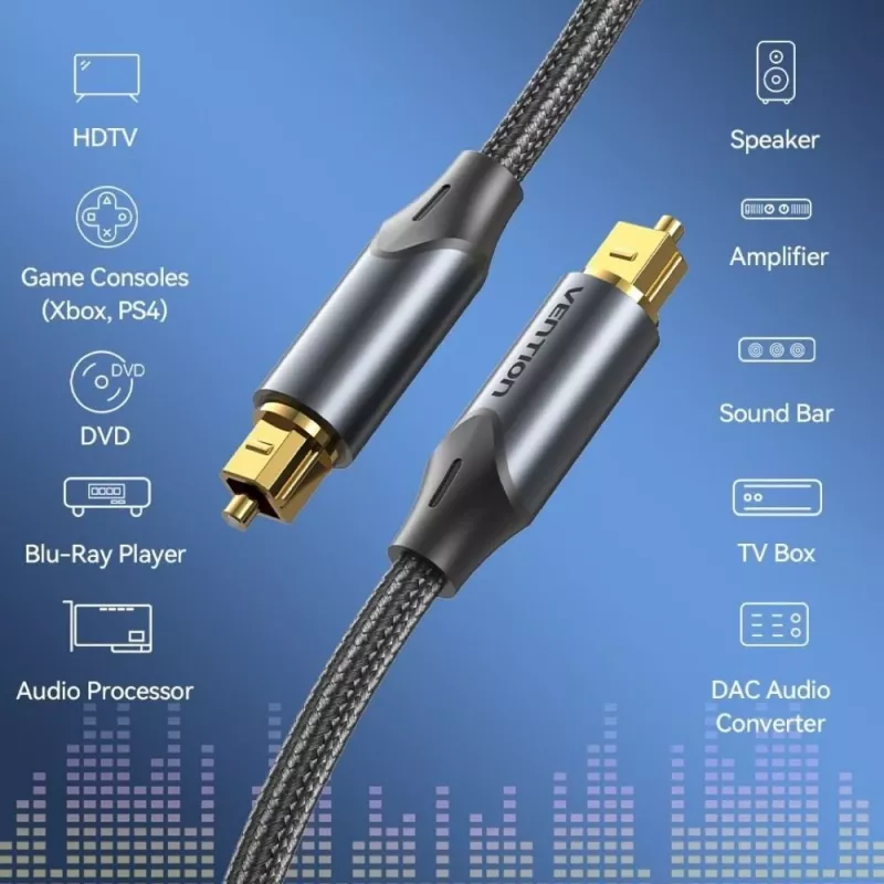 Kabel optyczny audio Vention, pleciony, 5 m