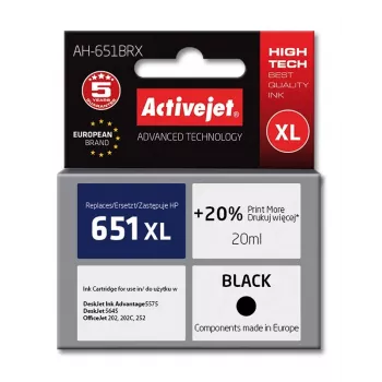 Activejet AH-651BRX tusz (zamiennik HP 651 C2P10AE; Premium; 20 ml; czarny)