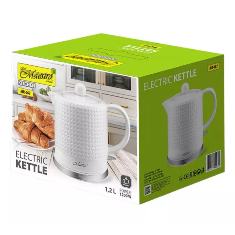 Czajnik elektryczny Feel-Maestro MR067 1,2 L 1200 W Biały