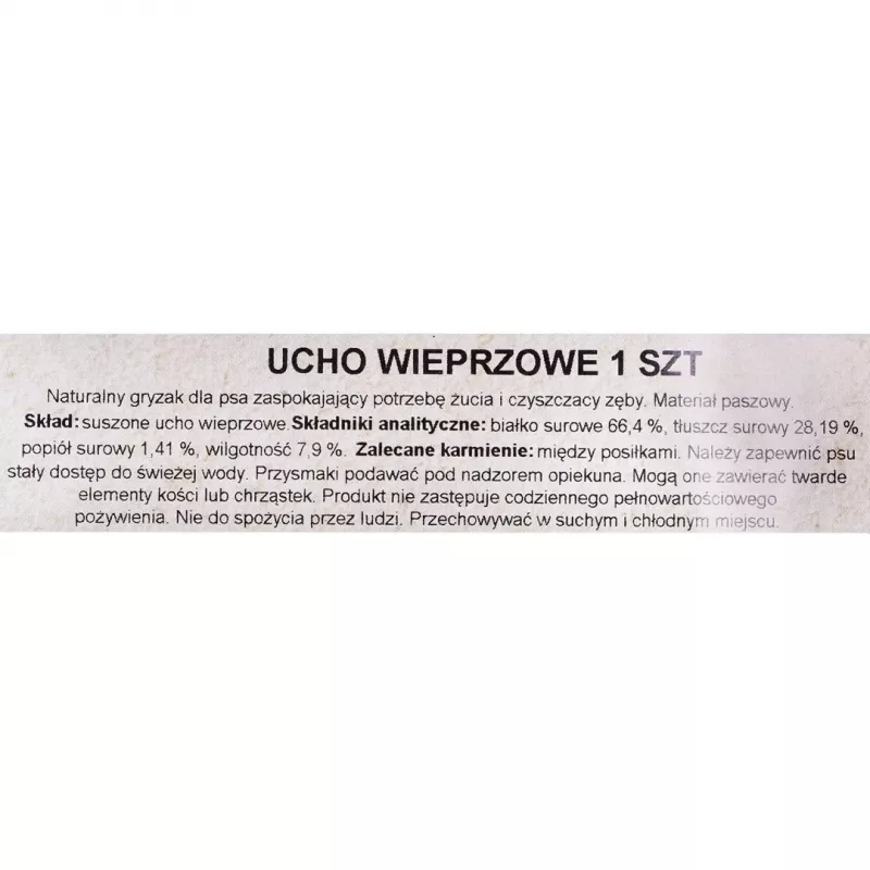 Gryzak dla psa PETMEX Ucho Wieprzowe 40 g — naturalny przysmak dentystyczny z ucha wieprzowego dla psów średnich i dużych