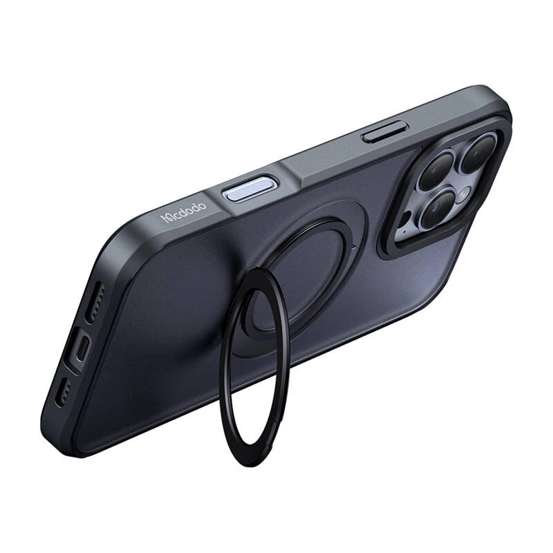 Etui ochronne Mcdodo PC-4932 do iPhone 16 Pro z wbudowaną podstawką, czarne