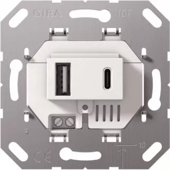 Gira USB-Power Supply 2f TypA/C Insert biały 234900 (234900)