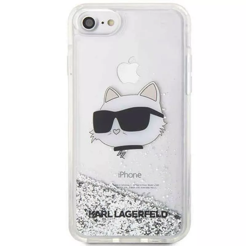 Karl Lagerfeld | Oryginalne etui IPHONE SE 2022/SE 2020/7/8 Karl Lagerfeld Twarde etui z brokatem Głowa Choupette (KLHCI8LNCHCS)