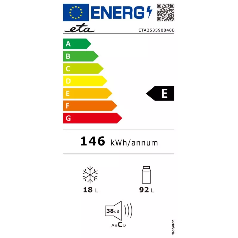 ETA | Lodówka | ETA253590040E Storio retro | Klasa efektywności energetycznej E | Wolnostojąca | Szafka chłodnicza | Wysokość 90 cm | Pojemność netto chłodziarki 92 L | Pojemność netto zamrażarki 18 L | 38 dB |