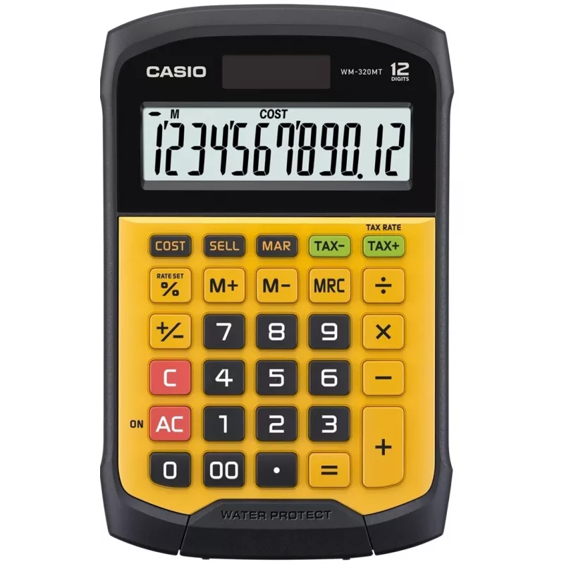 CASIO KALKULATOR BIUROWY WODOODPORNY WM-320MT-S, 12-cyfrowy wyświetlacz. Odłączana klawiatura, 108.5x168.5, Poziom wodo- i pyłoszczelności: IP54