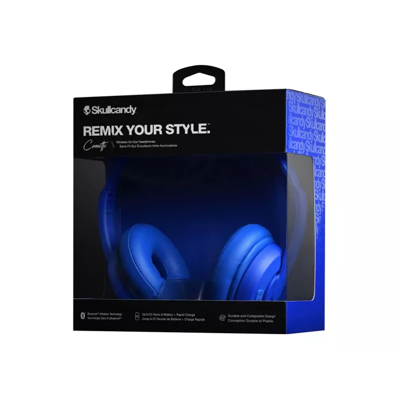 Skullcandy | Słuchawki bezprzewodowe | Cassette | Bezprzewodowe/Przewodowe | Nauszne | Mikrofon | Bezprzewodowe | Niebieski