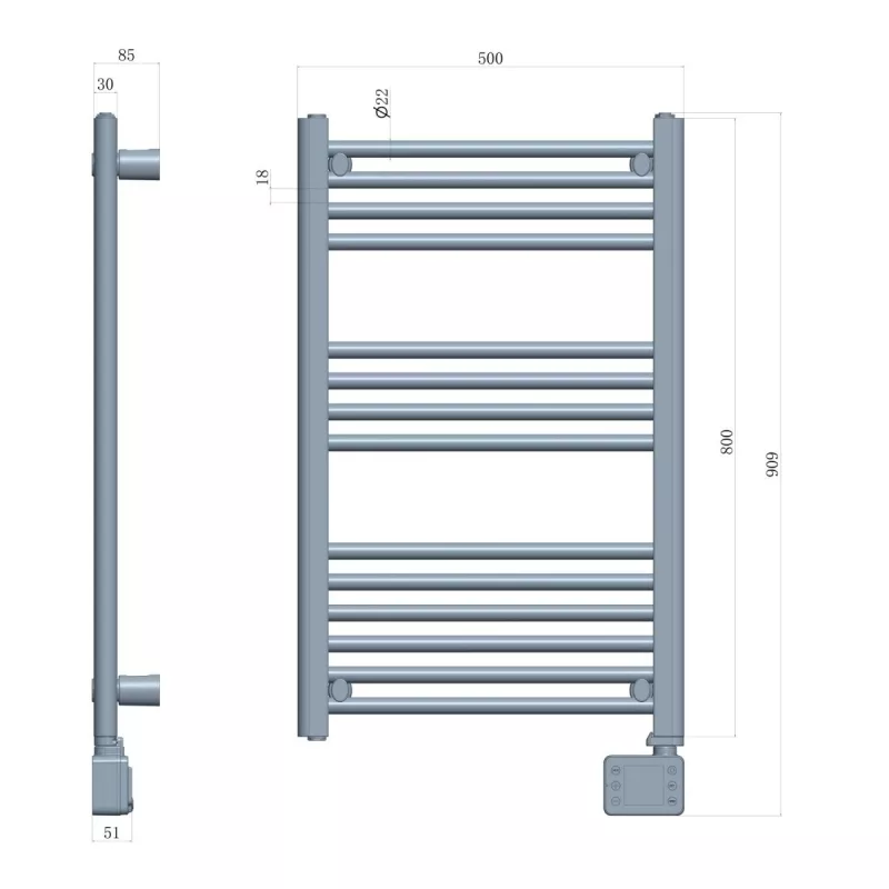 Elektryczny grzejnik łazienkowy Adler AD 7824 600 W, biały, IP24, do montażu na ścianie, 500×900 mm