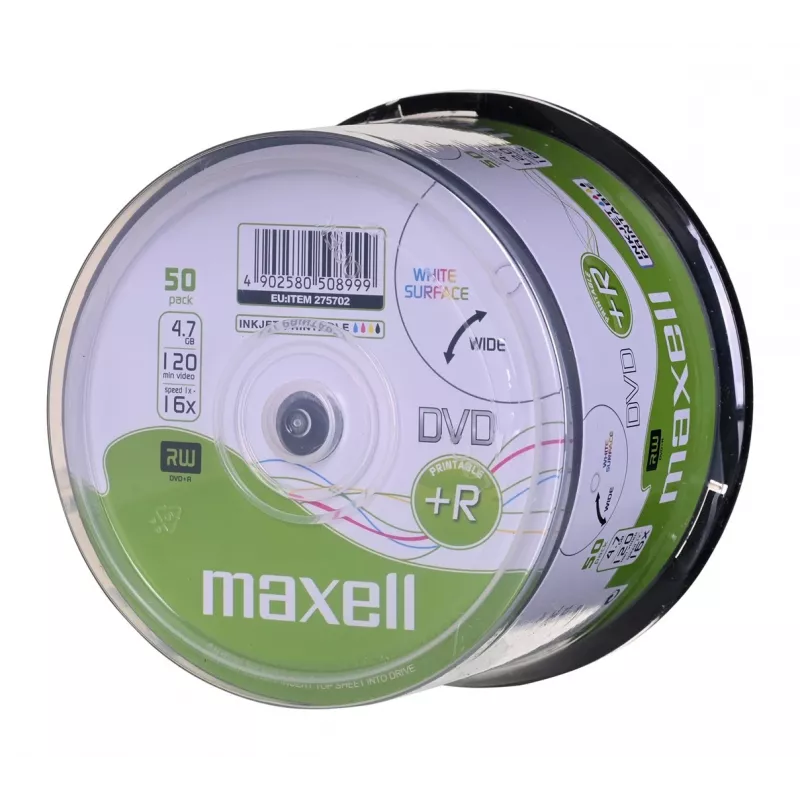 MAXELL DVD+R 4,7 GB 16x 50 szt. nadrukowywalnych w pudełku