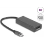 DELOCK 64316 adapter kabla wideo USB Type-C na HDMI + DisplayPort, 0,15 m, aluminium, szary