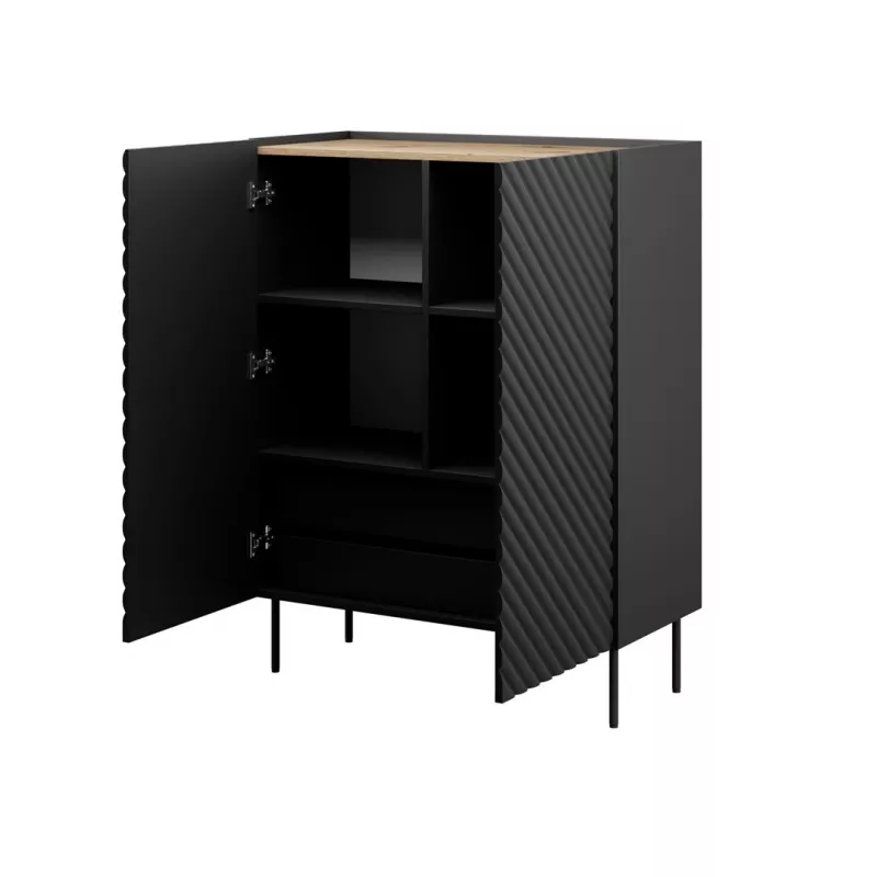Regał cama meble ONDA 2D2SZ 98×45×127 cm czarny