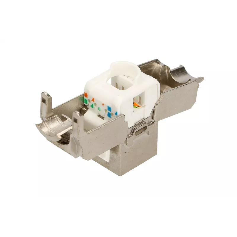 Extralink Keystone CAT6A STP RJ45 kątowe metalowe gniazdo keystone, jednoportowe