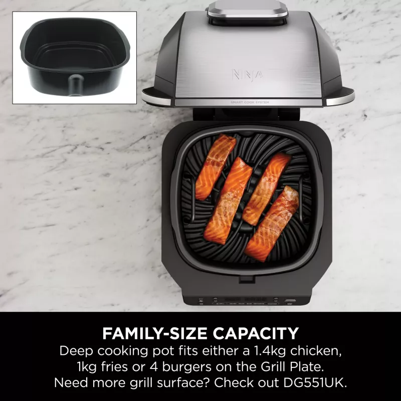 Frytkownica Ninja DG551EU, pojedyncza, 3,8 L, wolnostojąca, 1760 W, frytkownica beztłuszczowa, czarno-srebrna