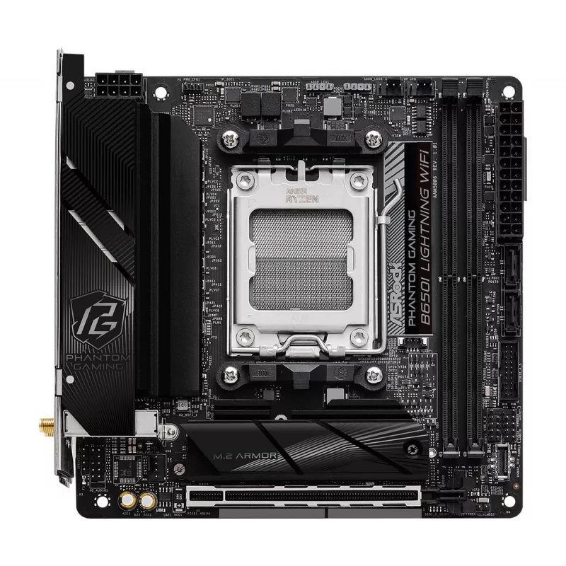 Płyta główna Mini-ITX ASRock B650I Lightning WiFi — AMD B650, Socket AM5, DDR5, 2 DIMM (max 96 GB), Wi‑Fi 6E, 2.5Gb LAN