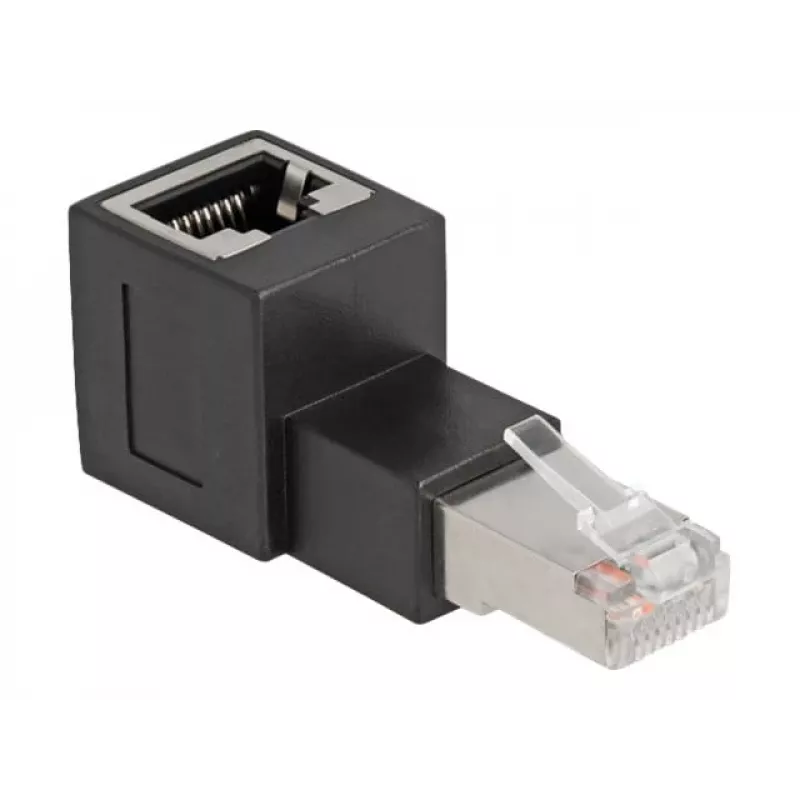DeLOCK adapter RJ45 wtyk na RJ45 gniazdo kat.6A 90° skierowany do góry czarny
