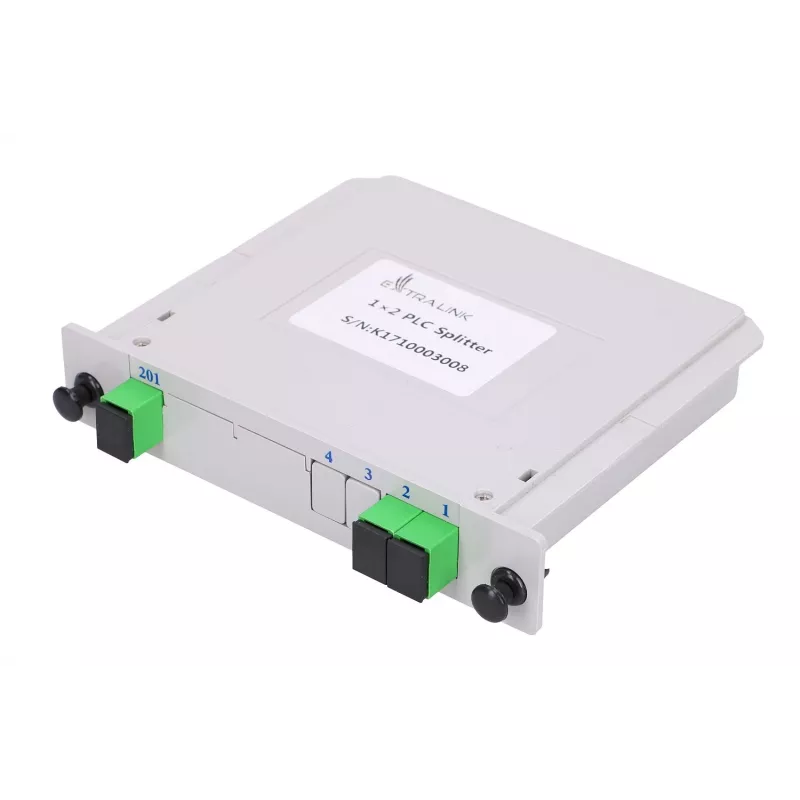 Optyczny rozdzielacz PLC 1:2 SC/APC typu slotowego, Extralink, czarny ABS