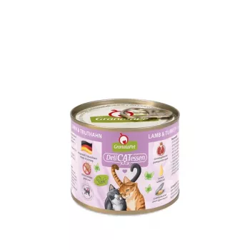 Mokra karma dla kota Fox4Pets DeliCATessen Jagnięcina i indyk 200 g — pełnoporcjowa karma dla dorosłych kotów, białko 10,6%, tłuszcz 6,5%, wilgotność 78%