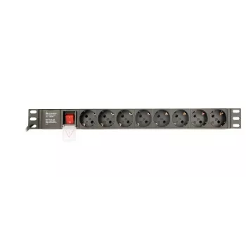 Listwa zasilająca GEMBIRD EG-PDU-014 — 8× gniazda typu F, 16 A, kabel 3 m, rack 1U, 3680 W, czarna