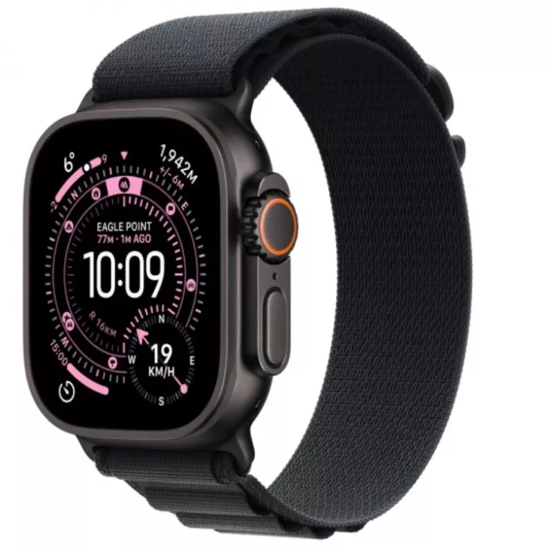 Apple Watch Ultra 3 GPS + Cellular 49mm Czarna Tytanowa Koperta z Czarną Pętlą Alpine Loop (średni)