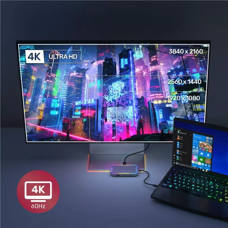 Koncentrator USB Unitek uHUB S7+ — przewodowy USB 3.2 Gen 2 Type-C, 100 W PD, Gigabit Ethernet, obsługa 4K, Space szary