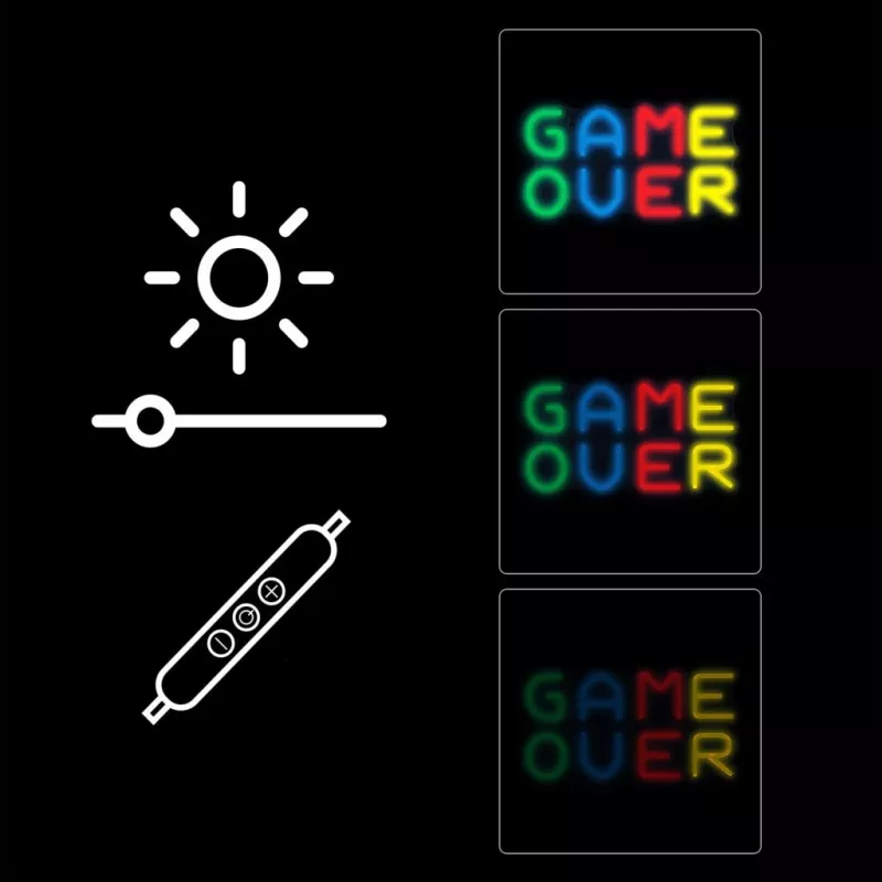 Neon MANTA SNL102MT — podświetlana dekoracja ścienna w stylu “Game Over”, efekt neonu LED podłączany do gniazdka