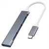 Koncentrator USB VAKOSS TC-4125X — 1× USB 3.0 Type-A, 3× USB 2.0 Type-A, Host: USB Type-C, srebrny