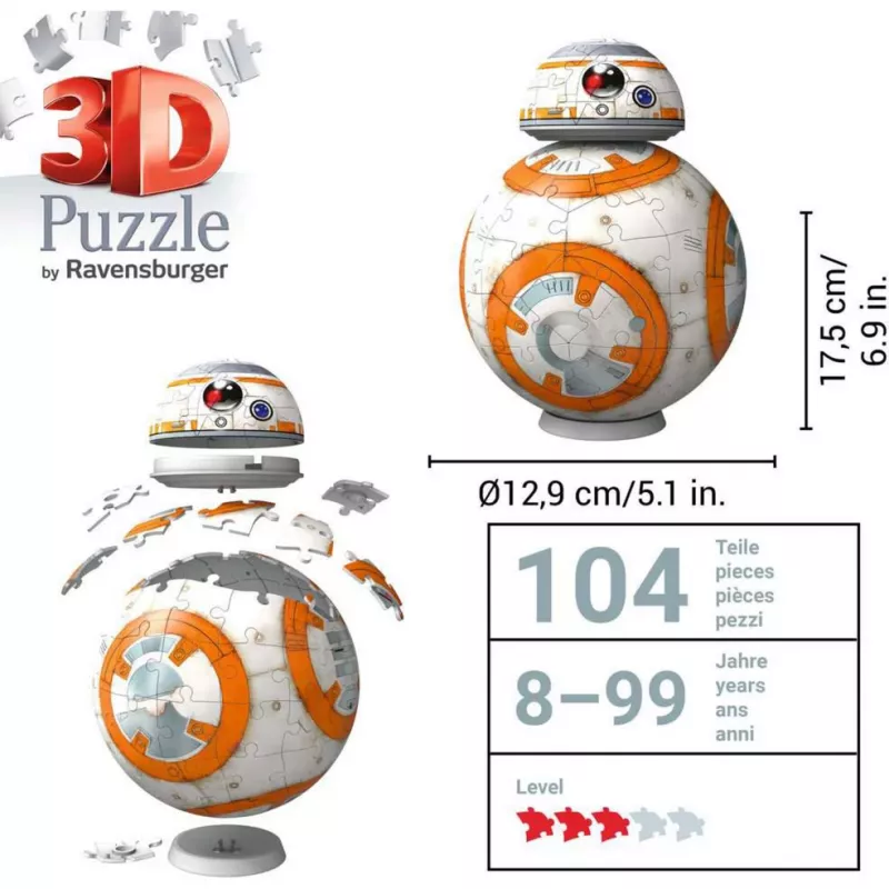 Ravensburger 11578 Puzzle 3D kula Star Wars BB-8, 99 elementów