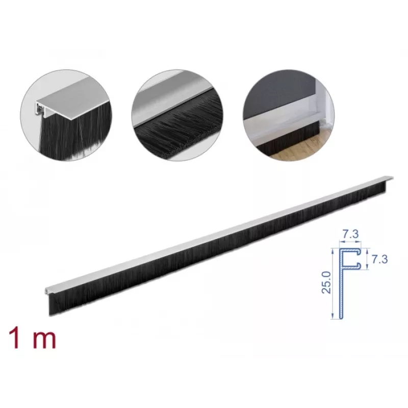 Listwa szczotkowa DeLOCK 66652 40 mm z profilem aluminiowym kątowym
