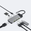 Hub USB Type‑C zielony Cell HUBGC01 — 7 portów: 3×USB‑A 3.2 Gen 1, 1×USB‑C 3.2 Gen 1, HDMI, czytnik microSD+SD — srebrny