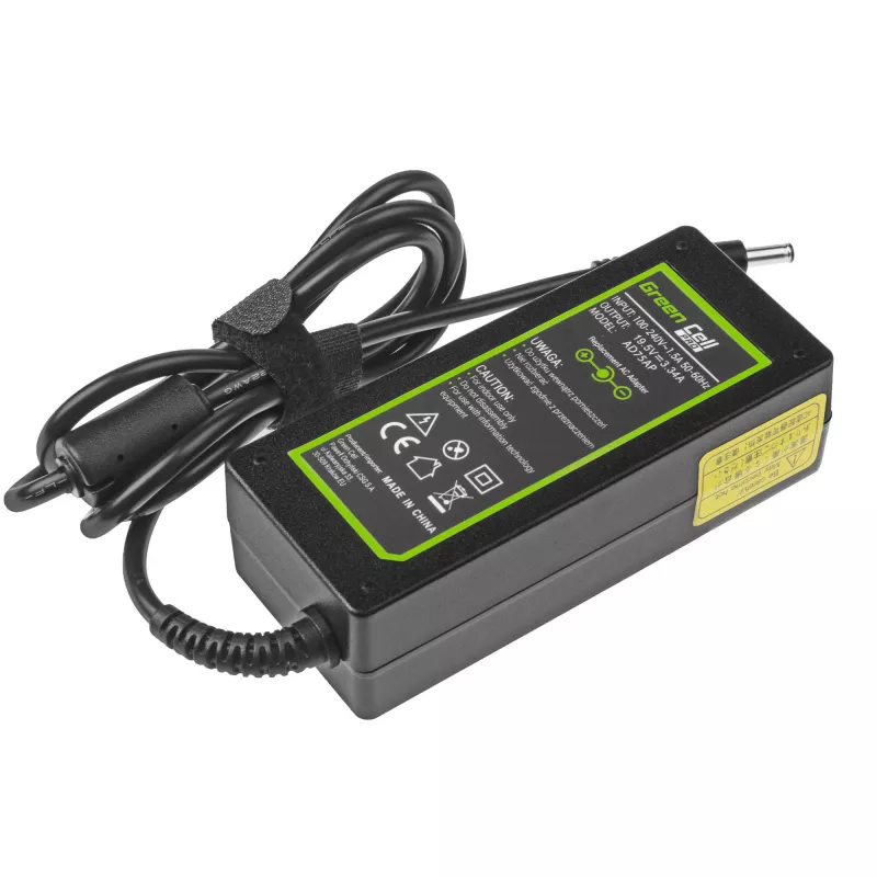 Zasilacz zielony Cell AD75AP 65W 19.5V 3.34A do laptopów Dell, wewnętrzny, czarny
