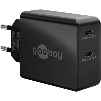 Ładowarka sieciowa Goobay 61757 Szybkie ładowanie USB Type-C 2 porty Czarna